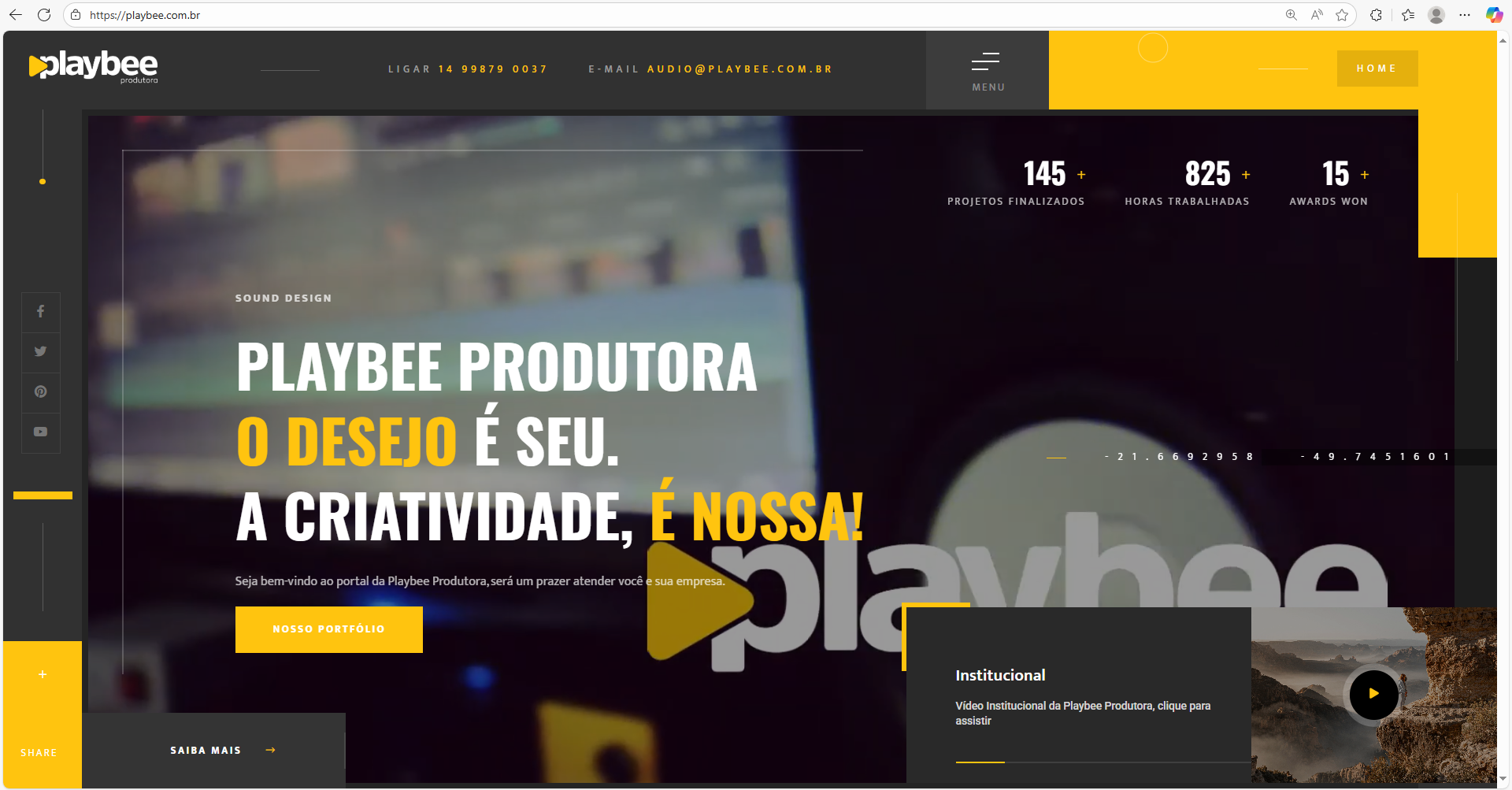 Website Playbee Produtora